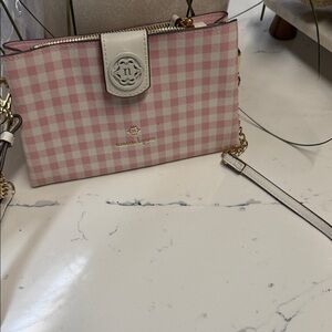 Nanette Lepore Pink and White Gingham Crossbody Bag